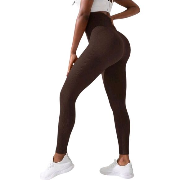 High-Waisted Brown Leggings - Picture 4 of 5